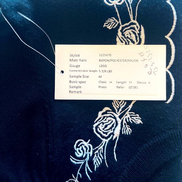 West Bridge Apparel Black Embroidered Knit Puff Sleeve Dress Prototype Sample M - Picture 4 of 8